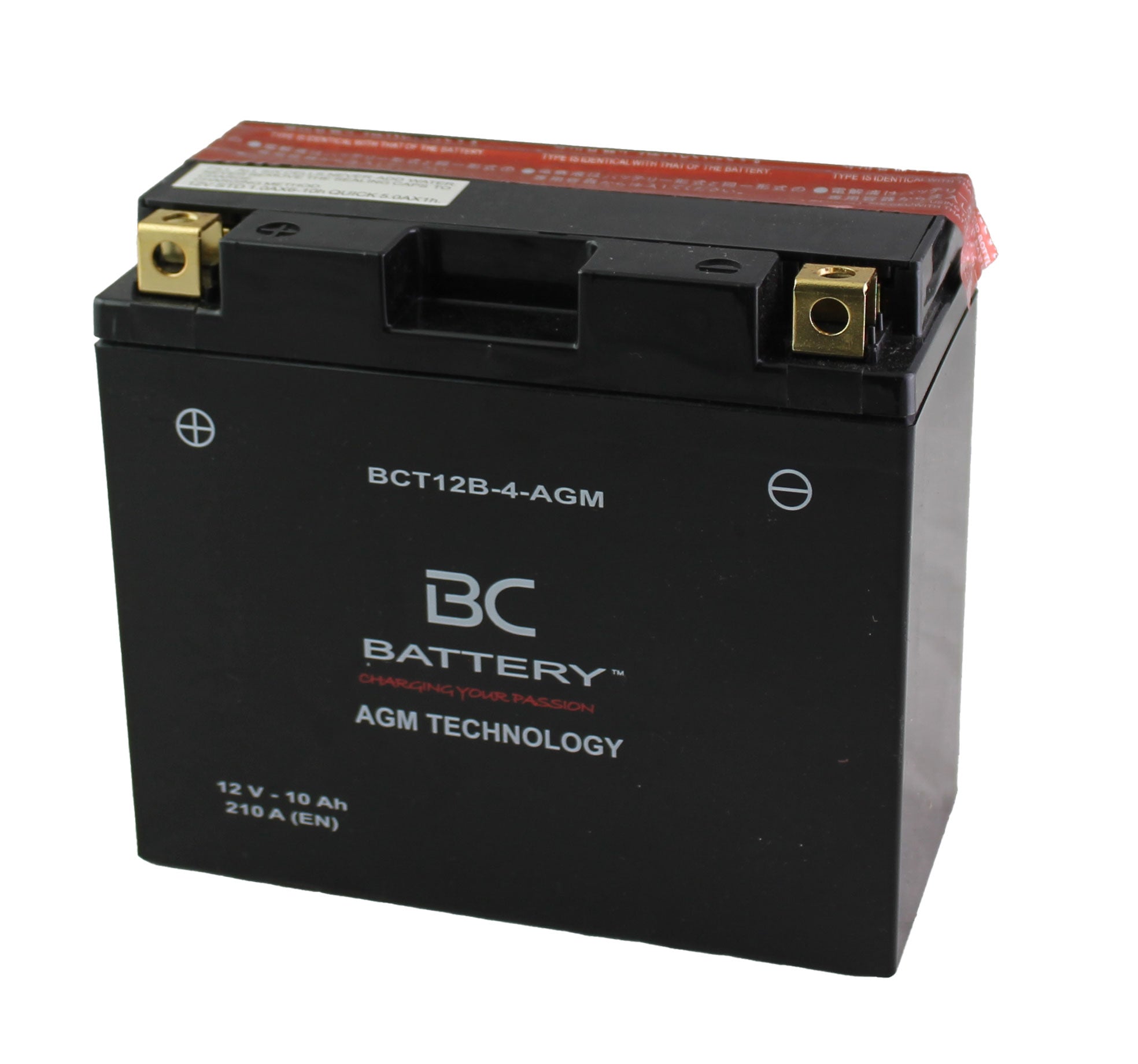 BCT12B-4-AGM| Batteria Moto al AGM,YT12B-BS, 12V, 10Ah, CCA: 210Amp,150x70x130mm - BC Battery Italian Official Website