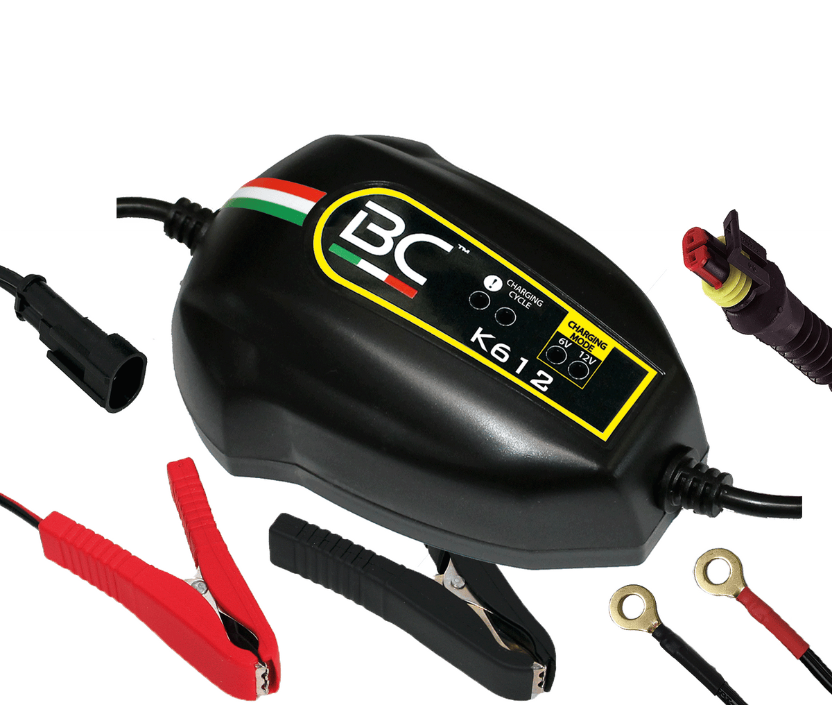 BC K612, Cargador de batería para automóvil y motocicleta vintage 6V / 12V plomo-ácido, 1A